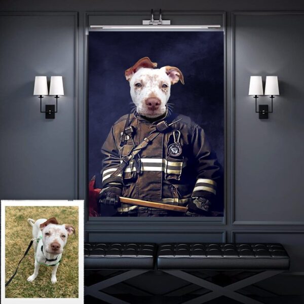 Fireman Custom Pet Art Canvas