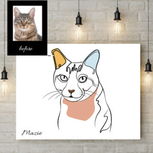 Colored Line Art Pet Custom Portrait